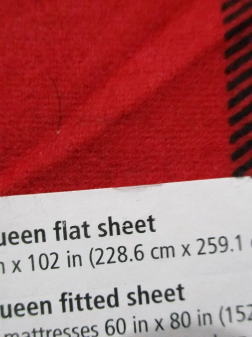 Mainstays Flat Sheet Queen Size Buffalo Plaid Christmas Rustic Black, Red cotton